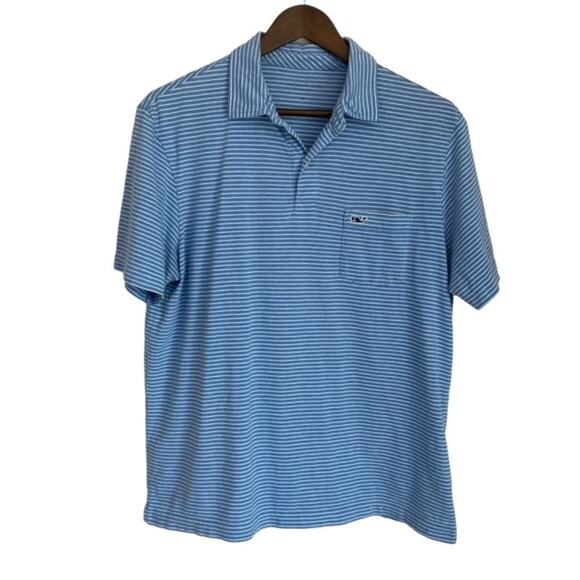 Vineyard Vines Blue and White Striped Polo - Medium - Picture 1 of 5